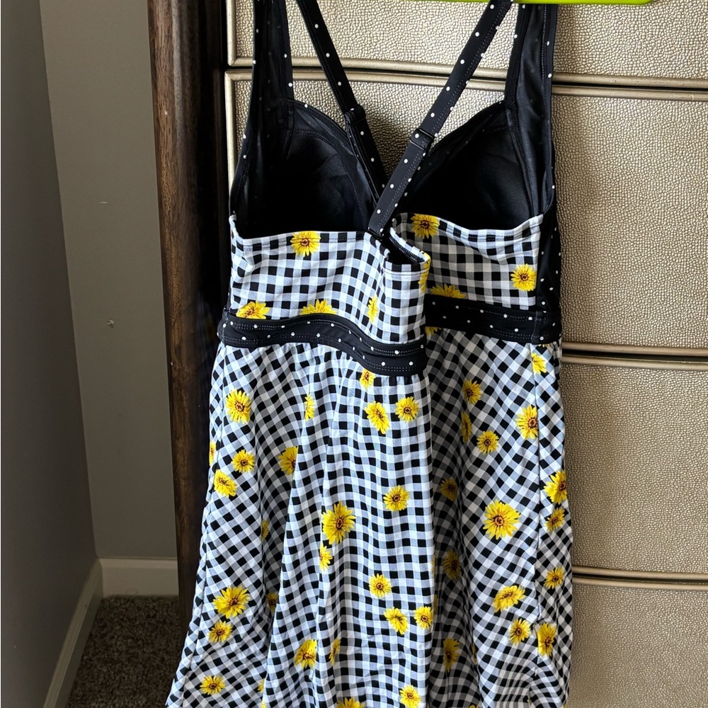 Sunflower Checkered One Piece Swimsuit - Picture 2 of 2